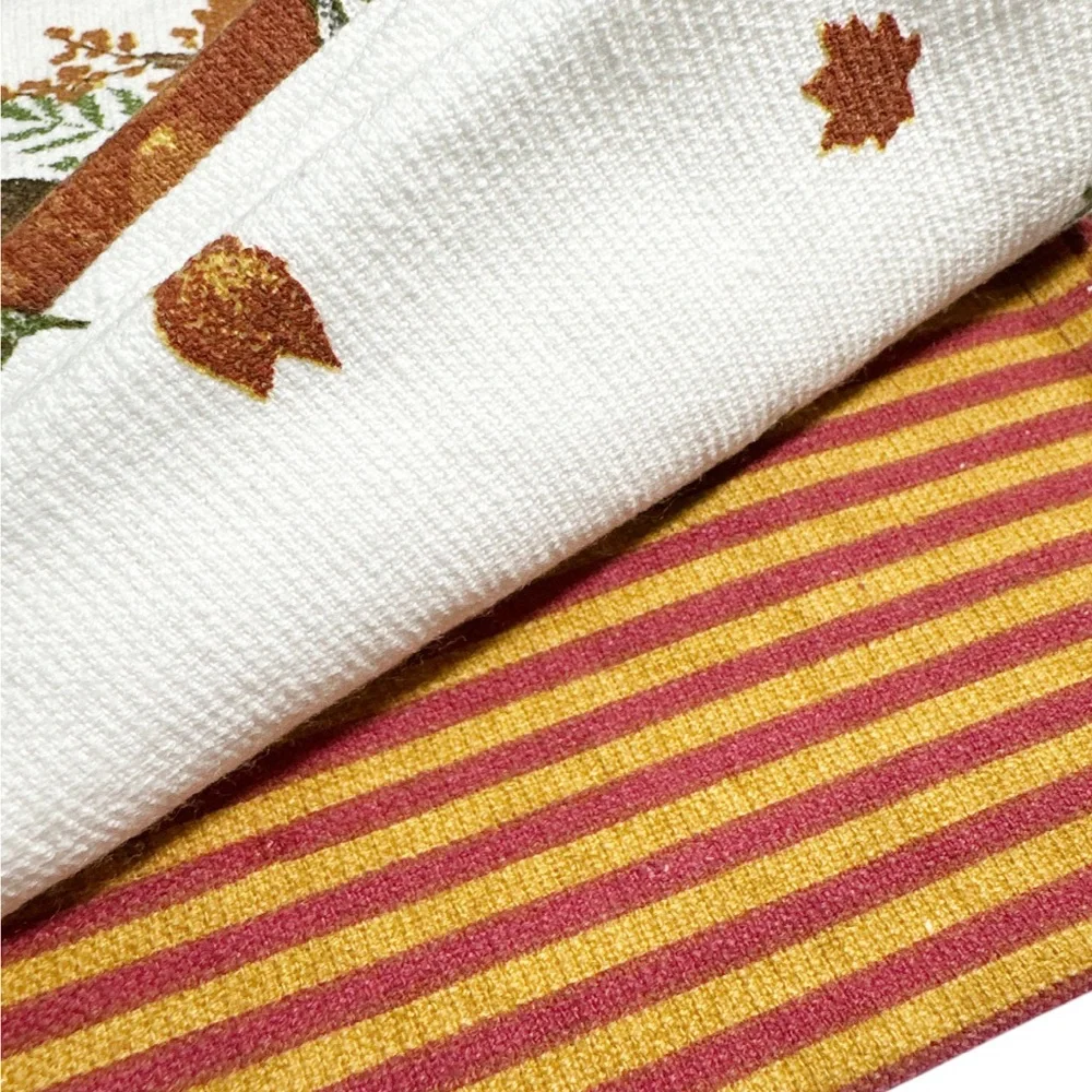 NEW Shabby Chic COWBOY BOOTS & PUMPKINS Kitchen Towel Set/3